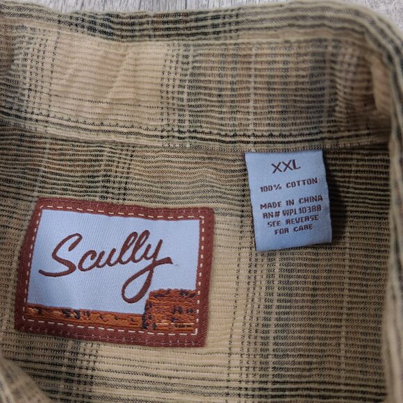 Scully Mens Corduroy Flannel Shirt Size XXL Brown Long Sleeve Button Plaid - Picture 5 of 5